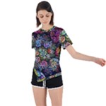 Floral Fractal 3d Art Pattern Asymmetrical Short Sleeve Sports T-Shirt