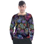 Floral Fractal 3d Art Pattern Men s Long Sleeve Raglan T-Shirt