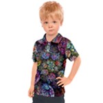 Floral Fractal 3d Art Pattern Kids  Polo T-Shirt