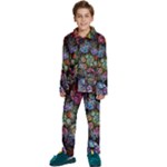 Floral Fractal 3d Art Pattern Kids  Long Sleeve Velvet Pajamas Set