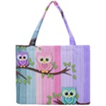 Owls Family Stripe Tree Mini Tote Bag