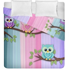 Owls Family Stripe Tree Duvet Cover Double Side (King Size) from UrbanLoad.com