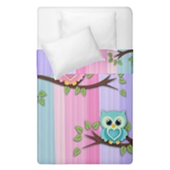 Owls Family Stripe Tree Duvet Cover Double Side (Single Size) from UrbanLoad.com