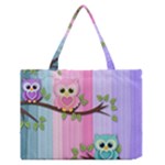 Owls Family Stripe Tree Zipper Medium Tote Bag