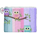 Owls Family Stripe Tree Canvas Cosmetic Bag (XXL)