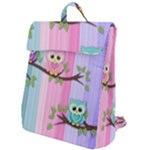Owls Family Stripe Tree Flap Top Backpack