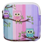 Owls Family Stripe Tree Mini Square Pouch
