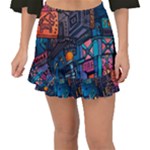 Wallet City Art Graffiti Fishtail Mini Chiffon Skirt
