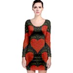 Love Hearts Pattern Style Long Sleeve Bodycon Dress