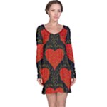 Love Hearts Pattern Style Long Sleeve Nightdress