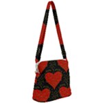 Love Hearts Pattern Style Zipper Messenger Bag