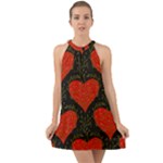 Love Hearts Pattern Style Halter Tie Back Chiffon Dress