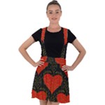 Love Hearts Pattern Style Velvet Suspender Skater Skirt