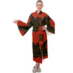 Love Hearts Pattern Style Maxi Velvet Kimono