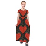 Love Hearts Pattern Style Kids  Short Sleeve Maxi Dress