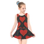 Love Hearts Pattern Style Kids  Skater Dress Swimsuit