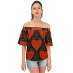Love Hearts Pattern Style Off Shoulder Short Sleeve Top