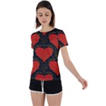 Love Hearts Pattern Style Back Circle Cutout Sports T-Shirt
