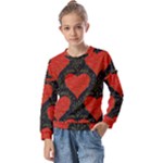 Love Hearts Pattern Style Kids  Long Sleeve T-Shirt with Frill 