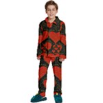 Love Hearts Pattern Style Kids  Long Sleeve Velvet Pajamas Set