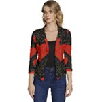 Love Hearts Pattern Style Women s Casual 3/4 Sleeve Spring Jacket