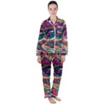 Human Eye Pattern Women s Long Sleeve Satin Pajamas Set	
