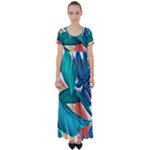 Leaves-3923413 High Waist Short Sleeve Maxi Dress