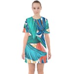 Leaves-3923413 Sixties Short Sleeve Mini Dress