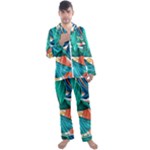 Leaves-3923413 Men s Long Sleeve Satin Pajamas Set