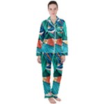 Leaves-3923413 Women s Long Sleeve Satin Pajamas Set	