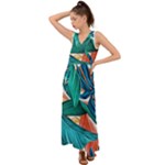 Leaves-3923413 V-Neck Chiffon Maxi Dress