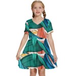 Leaves-3923413 Kids  Short Sleeve Tiered Mini Dress