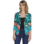 Leaves-3923413 Women s One-Button 3/4 Sleeve Short Jacket