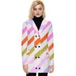 Lines Geometric Background Button Up Hooded Coat 
