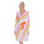 Lines Geometric Background Long Sleeve Velvet Front Wrap Dress