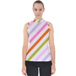 Lines Geometric Background Mock Neck Shell Top
