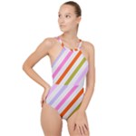 Lines Geometric Background High Neck One Piece Swimsuit