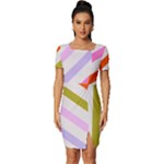Lines Geometric Background Fitted Knot Split End Bodycon Dress