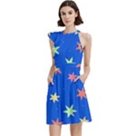 Background Star Darling Galaxy Cocktail Party Halter Sleeveless Dress With Pockets