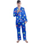 Background Star Darling Galaxy Men s Long Sleeve Satin Pajamas Set