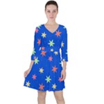 Background Star Darling Galaxy Quarter Sleeve Ruffle Waist Dress