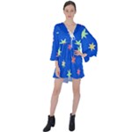 Background Star Darling Galaxy V-Neck Flare Sleeve Mini Dress