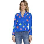 Background Star Darling Galaxy Women s Long Sleeve Revers Collar Cropped Jacket