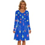 Background Star Darling Galaxy Long Sleeve Dress With Pocket