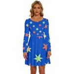 Background Star Darling Galaxy Long Sleeve Wide Neck Velvet Dress