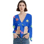 Background Star Darling Galaxy Trumpet Sleeve Cropped Top