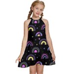 Wallpaper Pattern Rainbow Kids  Halter Collar Waist Tie Chiffon Dress