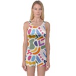 Abstract Pattern Background One Piece Boyleg Swimsuit