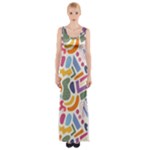 Abstract Pattern Background Thigh Split Maxi Dress