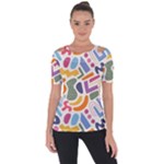 Abstract Pattern Background Shoulder Cut Out Short Sleeve Top